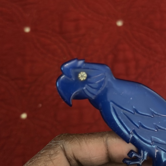 Vintage Buch Deichmann Copenhagen Denmark Big Parrot Bird Brooch Pin Large blue - Picture 2 of 4